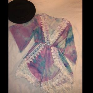 Tie Dye Lace Romper